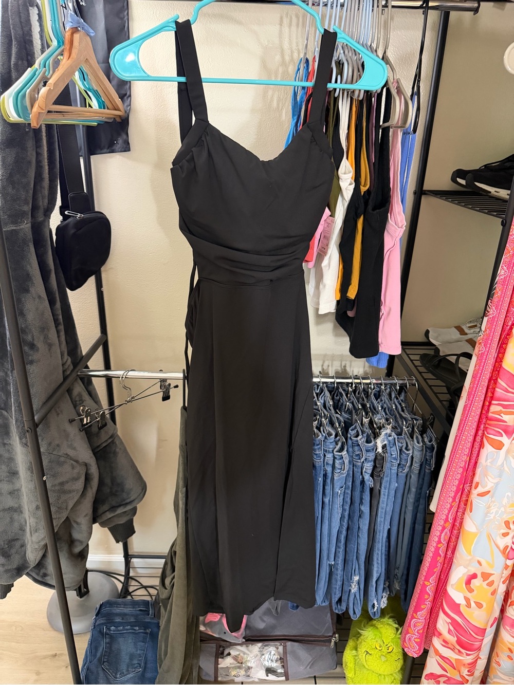 Black Strappy Mini Dress with Sweetheart Neckline